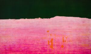 Portland Pink 150 x 90 cms Acrylic & oil paint on canvas Inspired by the Isle of Portland's skyline.