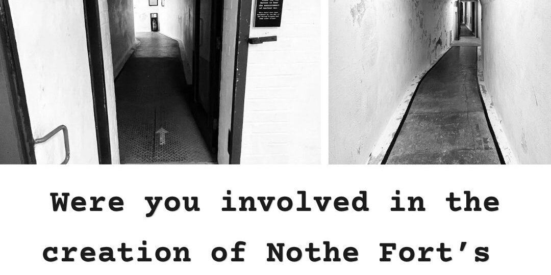 CW Bunker Collage A collage of three images of the Nothe Fort's nuclear bunker tunnels, blast door, and control room. Black text on a white background reads Were you involved in the creation of Nothe Fort’s Cold War Bunker? Share you story with us!