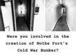A collage of three images of the Nothe Fort's nuclear bunker tunnels, blast door, and control room. Black text on a white background reads Were you involved in the creation of Nothe Fort’s Cold War Bunker? Share you story with us!
